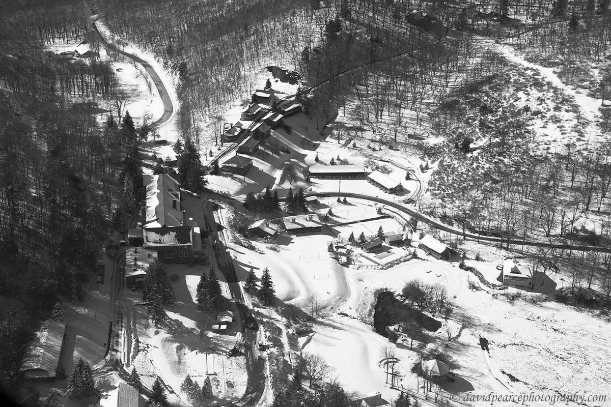 Mountain Lake in the Snow, Black and White